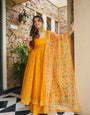 Premium Yellow Kota Doria Kurta Set with Dupatta & Bottom | ShreMall