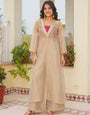 Golden Tissue 3-Piece Kurta Set with Lace Work