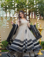 Premium Ivory Organza Anarkali Gown with Grand Flare