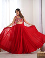 Radiant Red Pure Soft Fox Georgette Lehenga Choli – An Ethereal Blend of Elegance & Festivity!