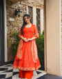 Premium Orange Kota Doria Kurta Set with Dupatta & Bottom | ShreMall