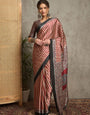 Maroon & Beige Striped Gajji Silk Saree with Mandala-Inspired Pallu