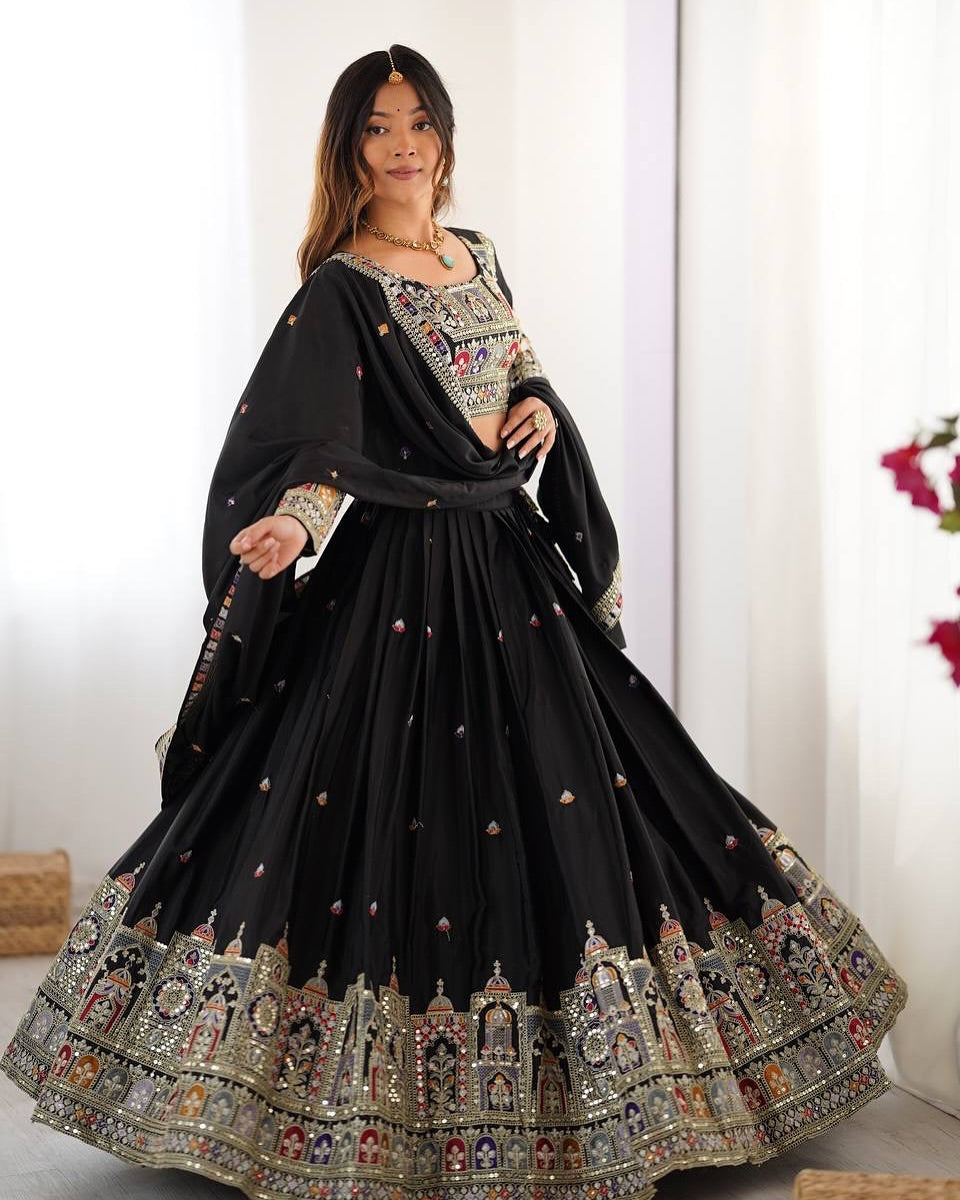 Designer Wedding Chaniya Choli for Women – Traditional Mirror Work