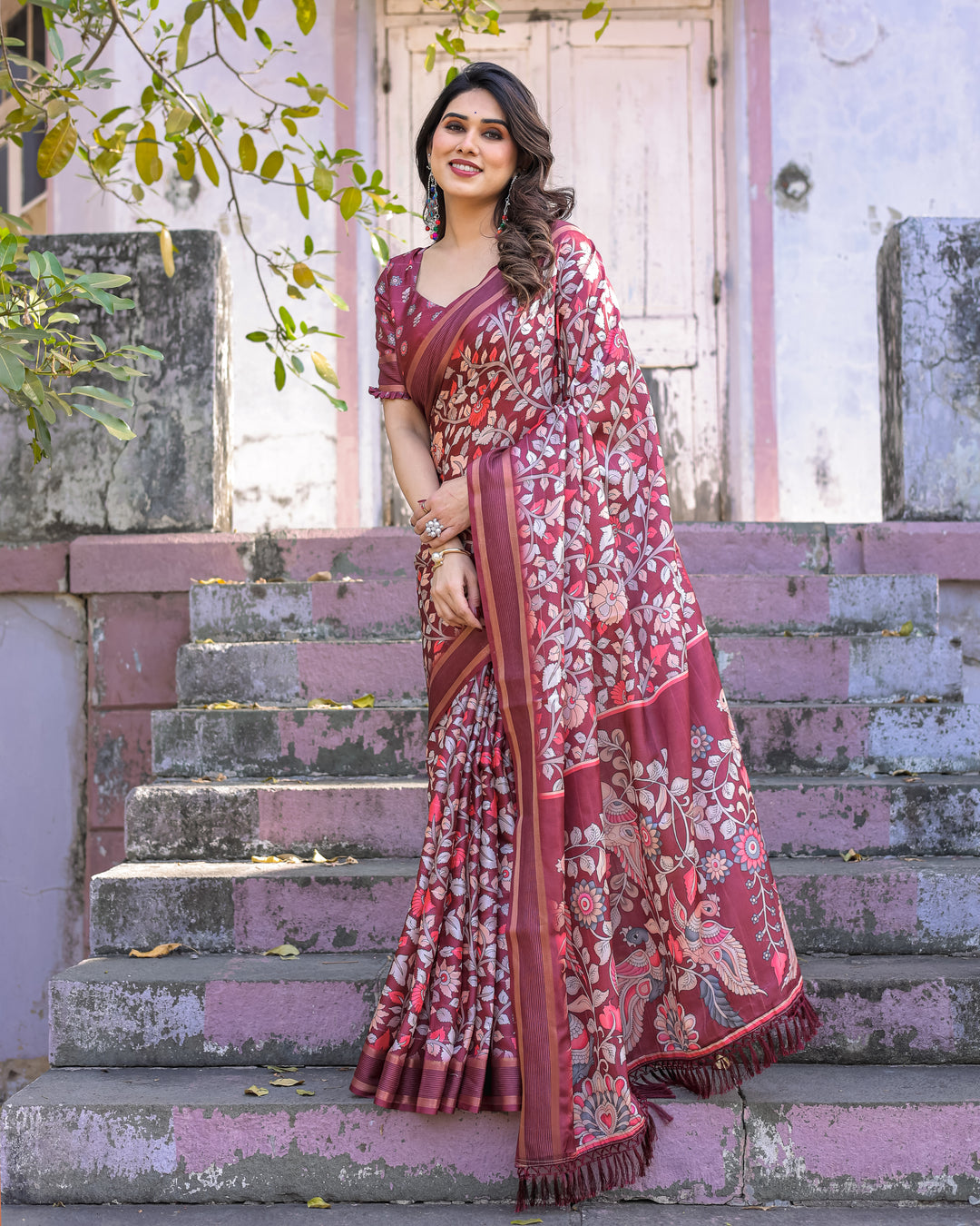 Elegant Multicolor Linen Saree with Traditional Patterns | Lightweight Festive Wear