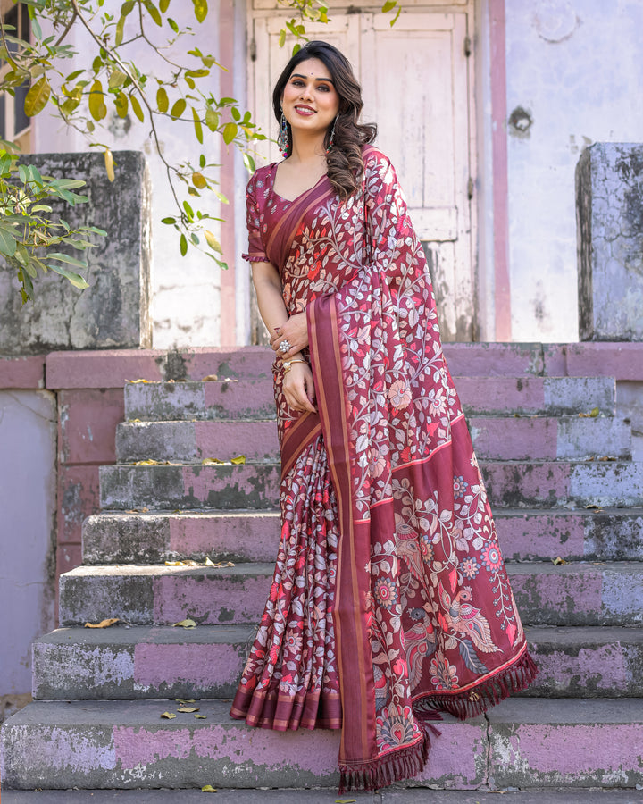 Elegant Multicolor Linen Saree with Traditional Patterns | Lightweight Festive Wear