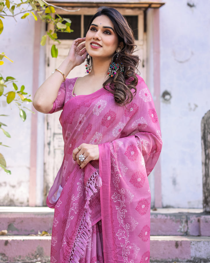 Elegant Multicolor Linen Saree with Traditional Patterns | Lightweight Festive Wear