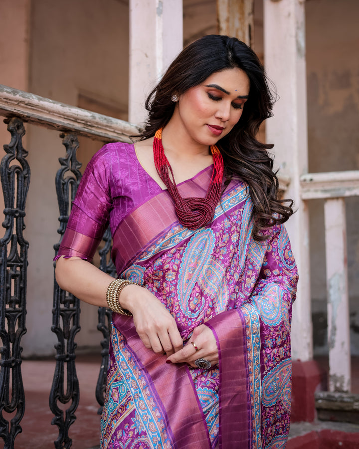 Elegant Multicolor Linen Saree with Traditional Patterns | Lightweight Festive Wear