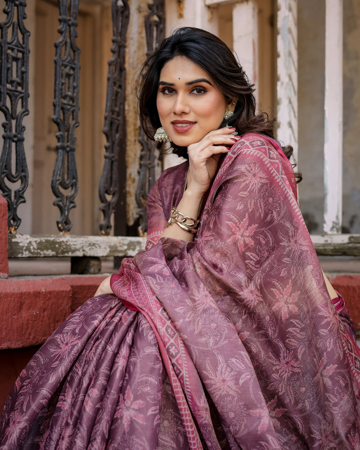 Elegant Multicolor Linen Saree with Traditional Patterns | Lightweight Festive Wear