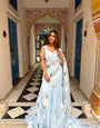 Sky Blue Premium Georgette Printed Lehenga Saree