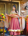 Party Wear Kurti Set with Heavy Printed Dupatta – Peach Pink