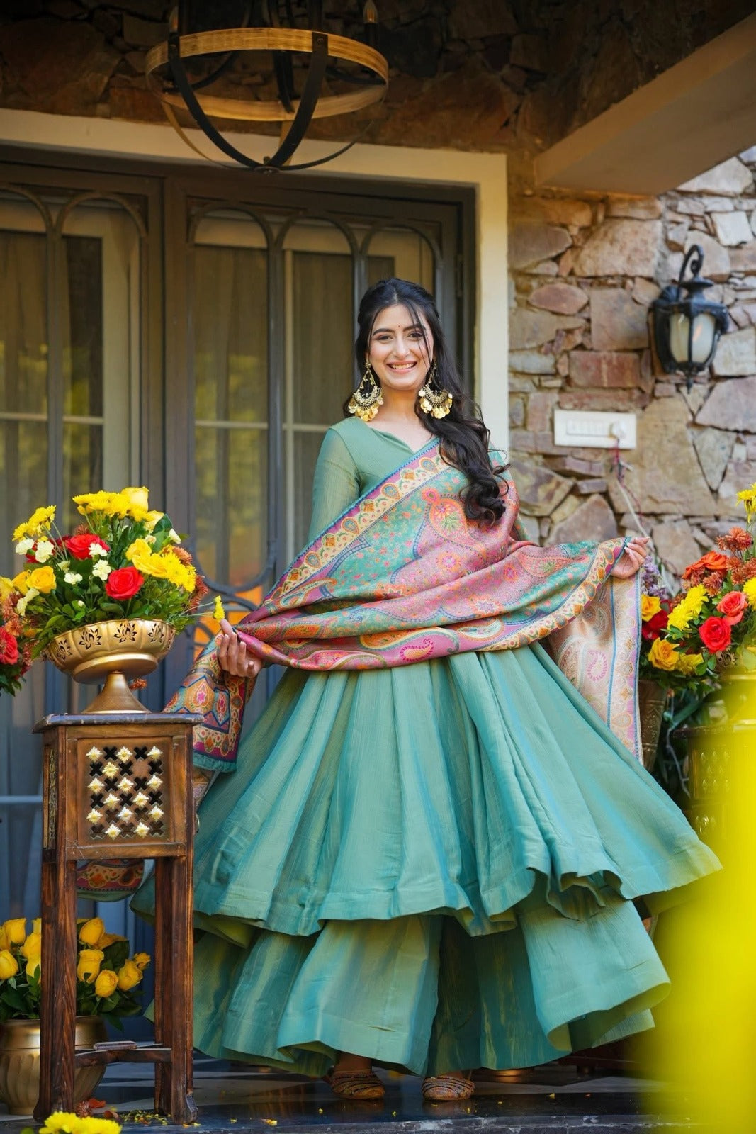 Festive Wear Mehendi Green Kurti Sharara Set with Designer Dupatta SHREE MALL Festive Wear Mehendi Green Kurti Sharara Set with Designer Dupatta SHREE MALL
