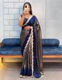 Midnight Royal – Rich Soft Shimmer Saree with Sabyasachi Embroidery Lace