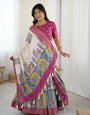 Elegant Kalamkari Lehenga in Magenta and Multicolor with Flared Skirt and Dupatta