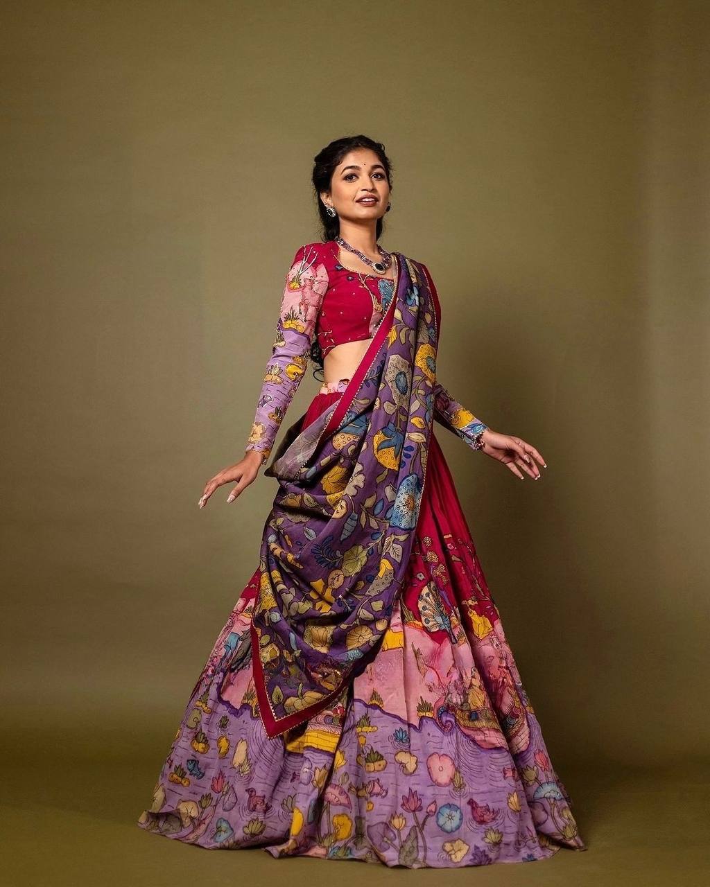 Exquisite Kalamkari Lehenga in Rich Multicolor Design – Perfect