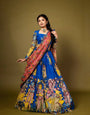 Vibrant Kalamkari Lehenga Choli Set with Multicolor Cultural Prints