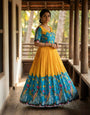 Sunshine yellow Kalamkari Printed Maslin Gown