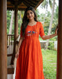 Premium Orange Ethnic Long Gown for Women