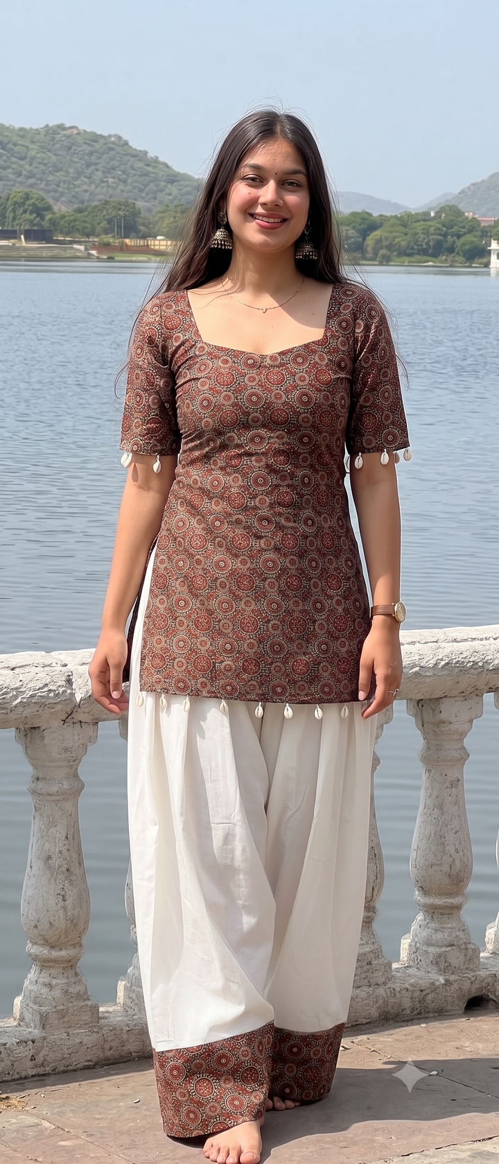 Ajrakh Cotton Farsi Salwar Set – Traditional Printed Kurta & Patiala Salwar