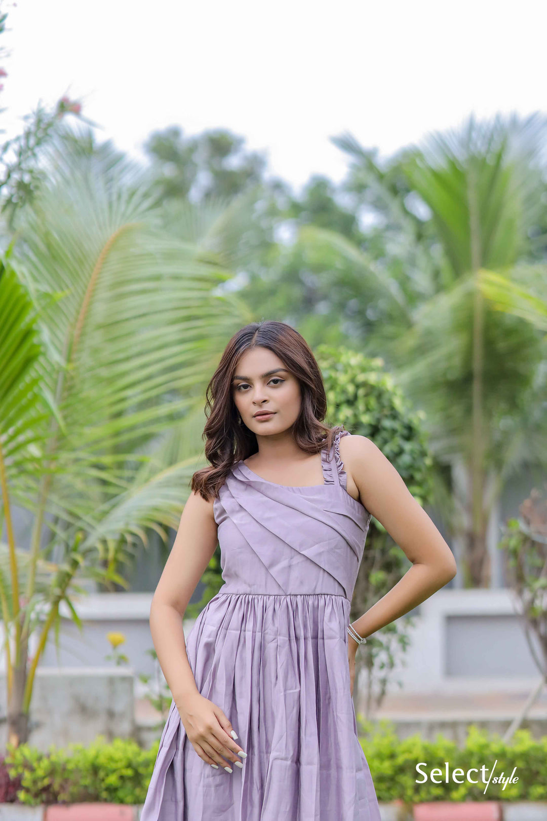 Lilac Pleated Maxi Dress