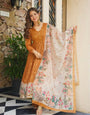 Premium Mustard Kota Doria Kurta Set with Dupatta & Bottom | ShreMall