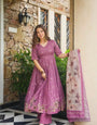 Premium Purple Kota Doria Kurta Set with Dupatta & Bottom | ShreMall