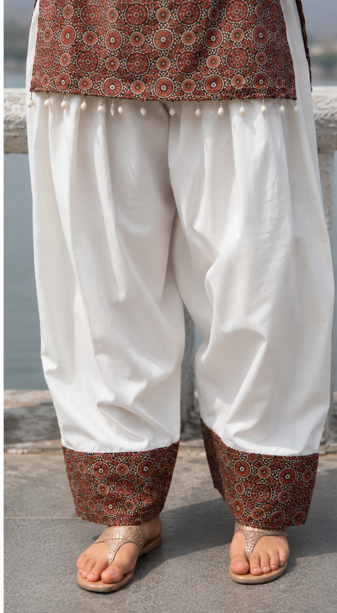 Ajrakh Cotton Farsi Salwar Set – Traditional Printed Kurta & Patiala Salwar