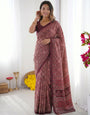 Dusty Mauve Modal Silk Saree with Intricate Heritage Geometric Prints, Traditional Designer Border & Rich Artistic Pallu