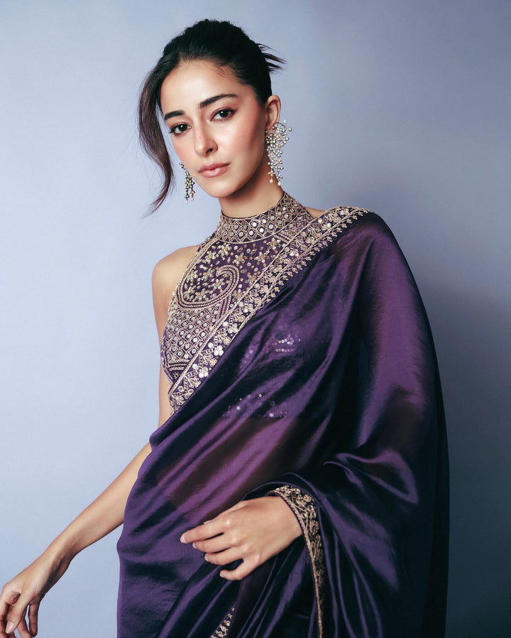Royal Raatrani Purple Designer Saree with Heavy Zari Embroidery – Party Wear Saree for Women