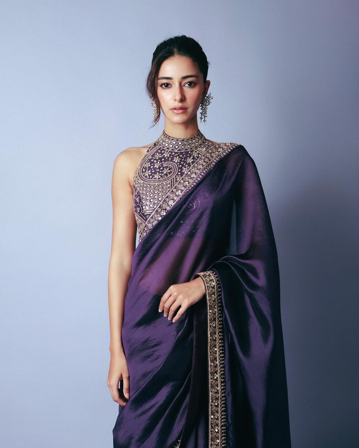 Royal Raatrani Purple Designer Saree with Heavy Zari Embroidery – Party Wear Saree for Women