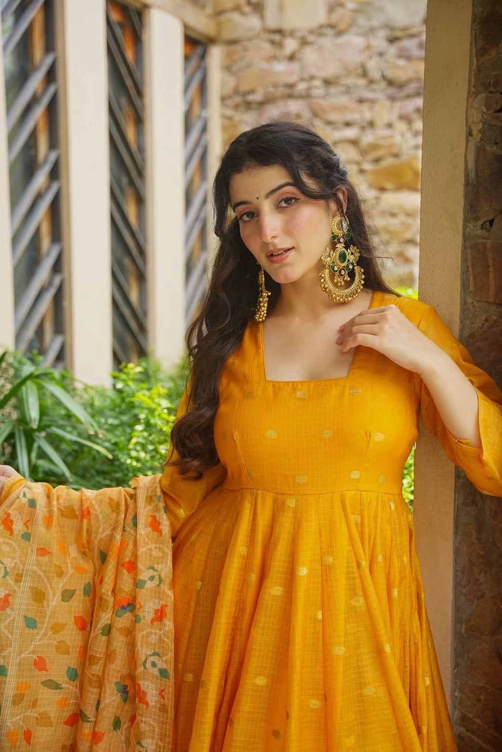 Premium Yellow Kota Doria Kurta Set with Dupatta & Bottom | ShreMall