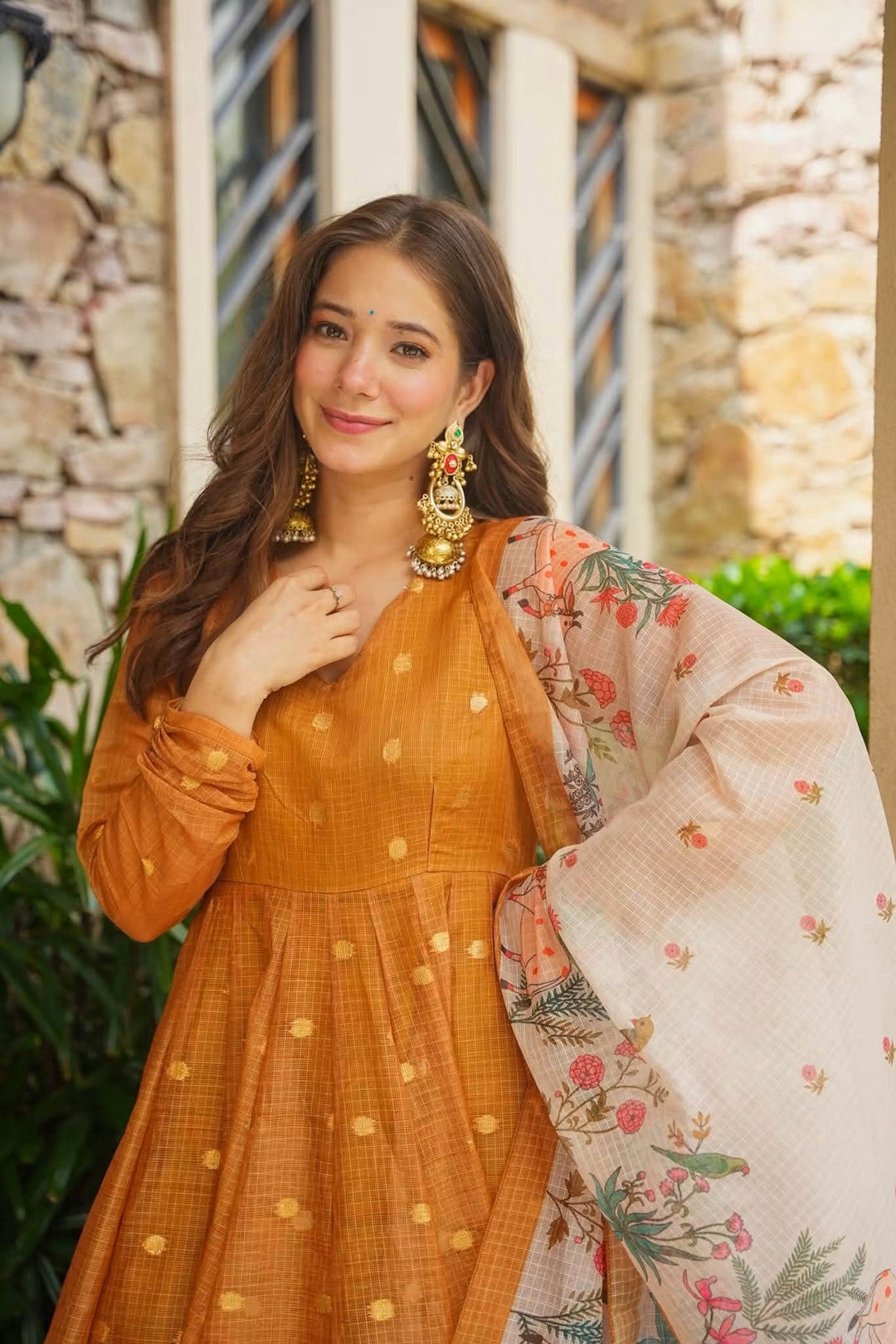 Premium Mustard Kota Doria Kurta Set with Dupatta & Bottom | ShreMall