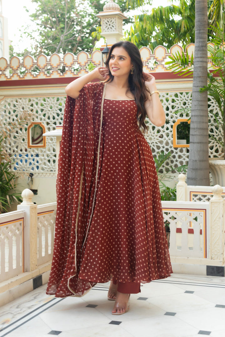 Chunari Georgette Suit Set with Lace Work