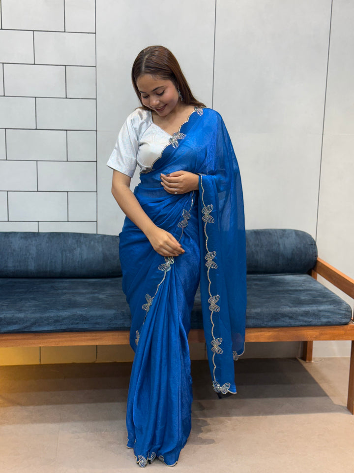 *RAMA BUTTERFLY 🦋 CUT DANA DIAMOND 💎 PANEL WORK SAREE*