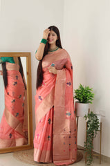 PURE ORGENZA WITH MINNA WORK BANARASI SAREE