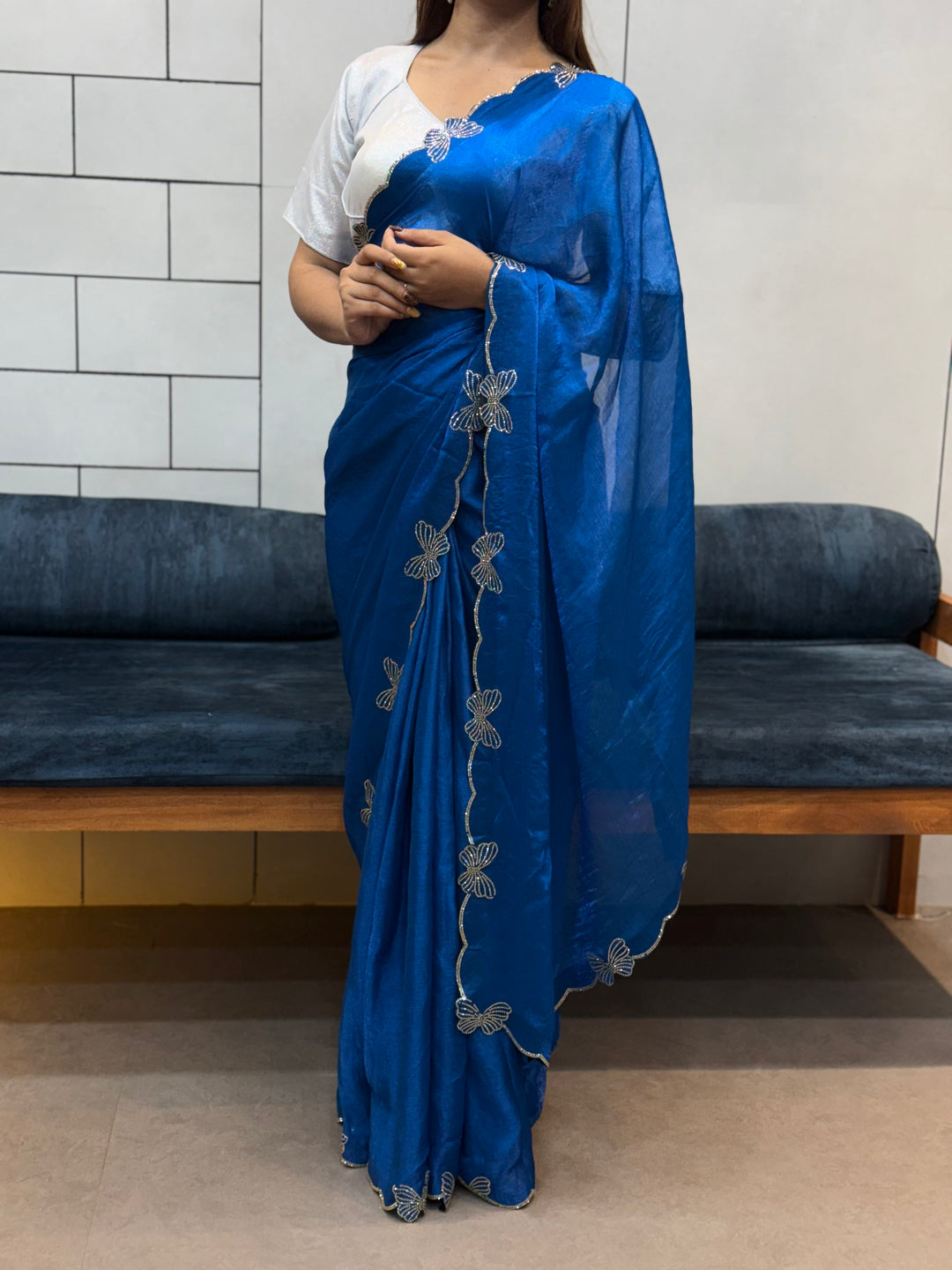 *RAMA BUTTERFLY 🦋 CUT DANA DIAMOND 💎 PANEL WORK SAREE*
