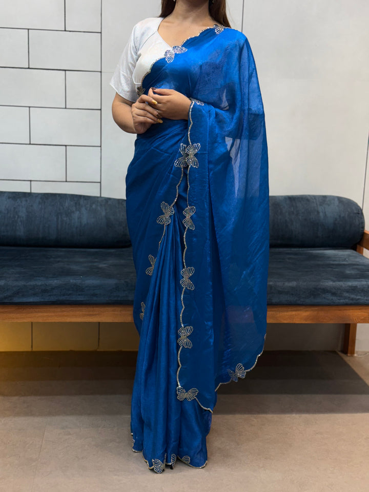*RAMA BUTTERFLY 🦋 CUT DANA DIAMOND 💎 PANEL WORK SAREE*