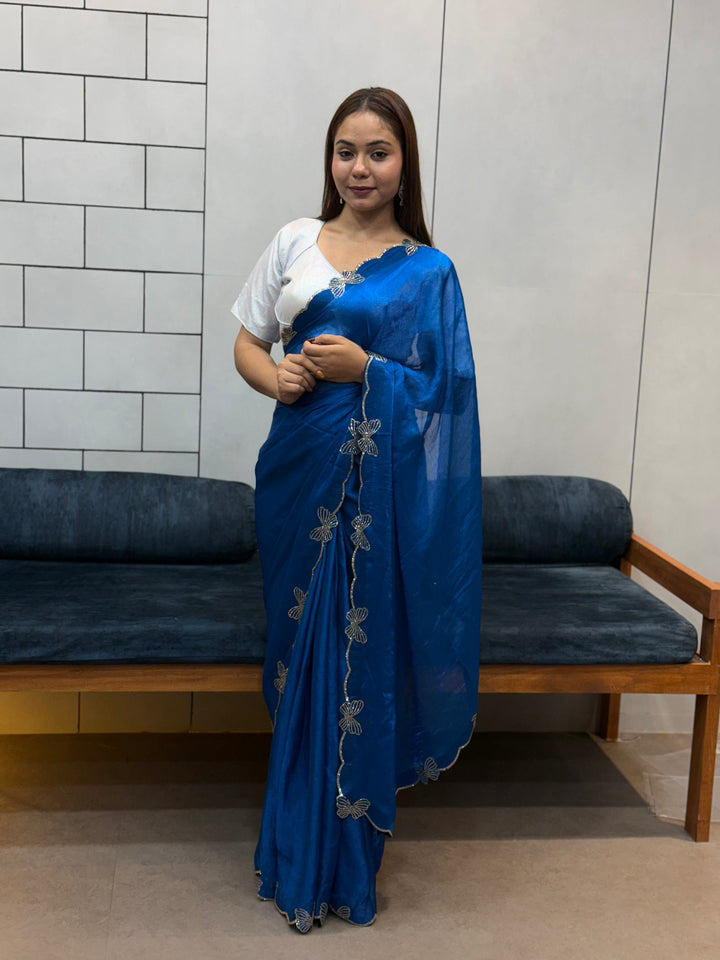 *RAMA BUTTERFLY 🦋 CUT DANA DIAMOND 💎 PANEL WORK SAREE*