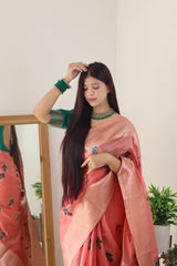 PURE ORGENZA WITH MINNA WORK BANARASI SAREE