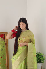 PURE ORGENZA WITH MINNA WORK BANARASI SAREE