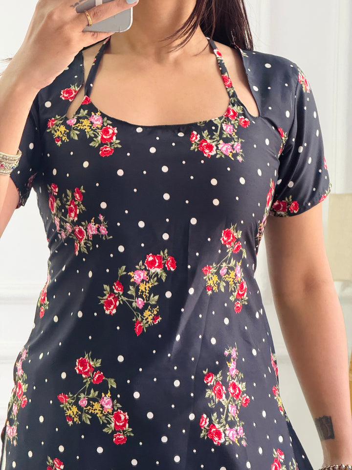 Polka Dot Floral Multi-Wear Tunic - Adjustable Fit