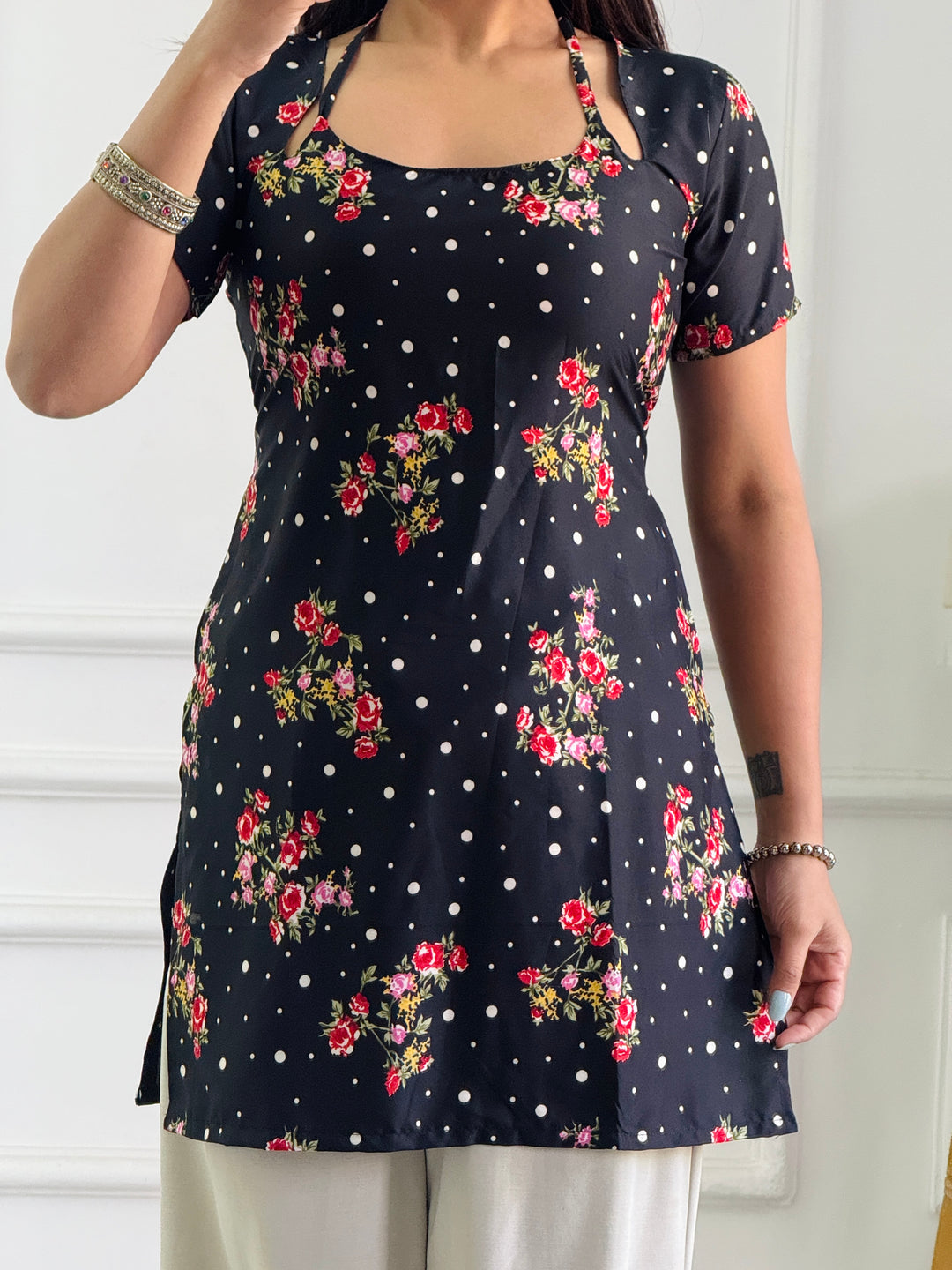 Polka Dot Floral Multi-Wear Tunic - Adjustable Fit