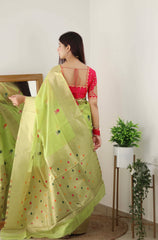 PURE ORGENZA WITH MINNA WORK BANARASI SAREE