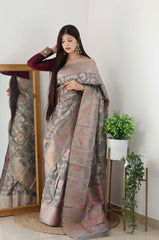 PURE ORGENZA WITH MINNA WORK BANARASI SAREE