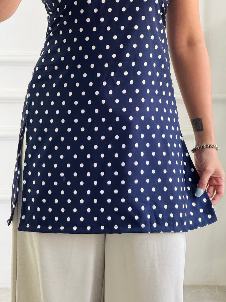 Classic Navy Polka Dot Multi-Wear Tunic - Adjustable Fit
