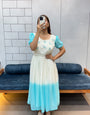 Sky Blue Flowing Georgette Maxi | Beautiful Beads & Kardana Handwork | Day Party Wear