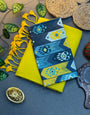 Handwoven Yellow Khadi Cotton Saree with Tassels & Multicolor Ikat Digital Print Blouse