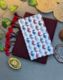 Handwoven Maroon Khadi Cotton Saree with Multicolor Digital Print Blouse