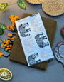 Handwoven Olive Green Khadi Cotton Saree with White Elephant Digital Print Blouse