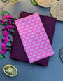 Handwoven Maroon Khadi Cotton Saree with Pink Leaf Pattern Digital Printed Blouse