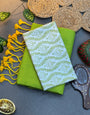 Handwoven Lime Green Khadi Cotton Saree with White & Green Floral Digital Print Blouse